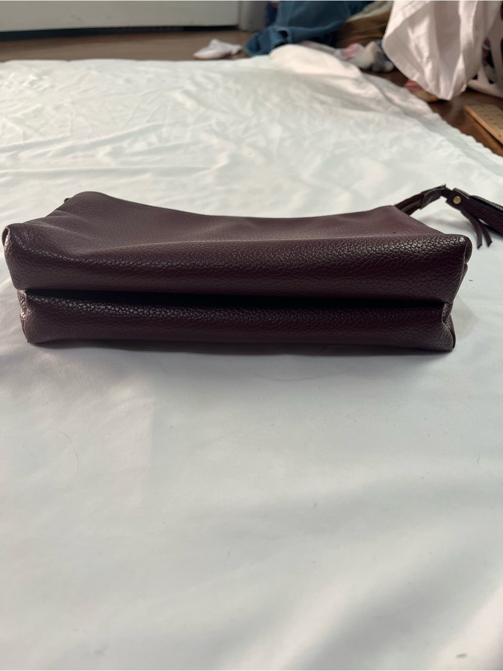 Freshly Picked Maroon Pebbled Leather Zip Clutch - Picture 3 of 7